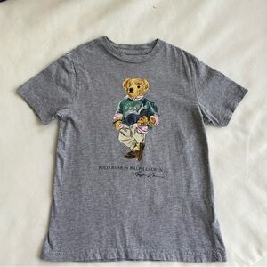 Polo Ralph Lauren Polo bear tshirt age 7 heathered grey United States history